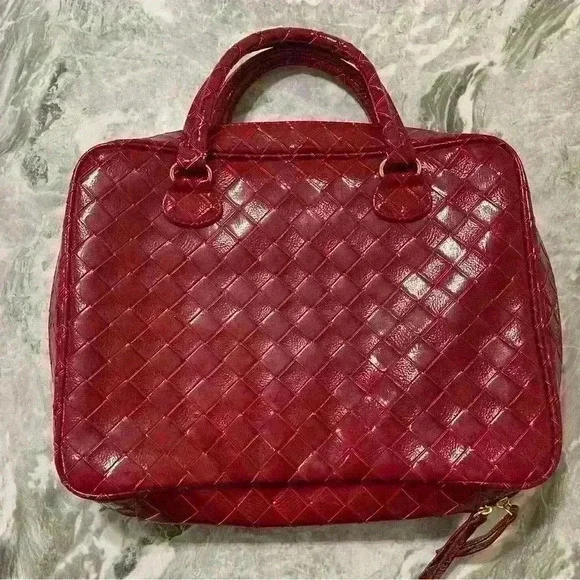 Estee Lauder Red Brick Beauty Makeup Travel Bag Cosmetic Case Purse Tote 13.5" - Picture 2 of 8